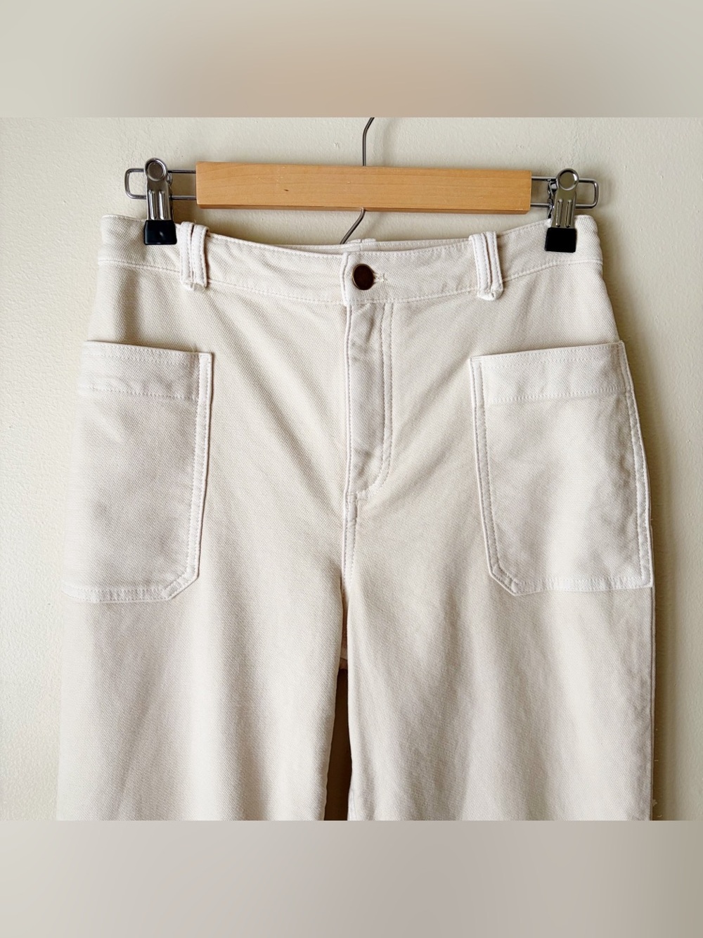 Faherty | Stretch Terry Patch Pocket Pants Jeans Cream Size 27 - Picture 4 of 9